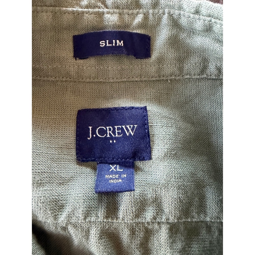 J.Crew Mens XL Slim Fit Short Sleeve Linen Cotton Button Down Shirt Sage Green - Picture 3 of 6